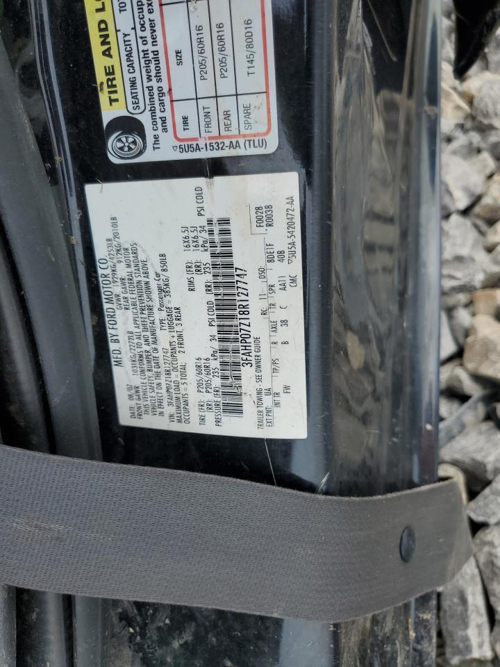 2008 Ford Fusion Se VIN: 3FAHP07Z18R127747 Lot: 62249894