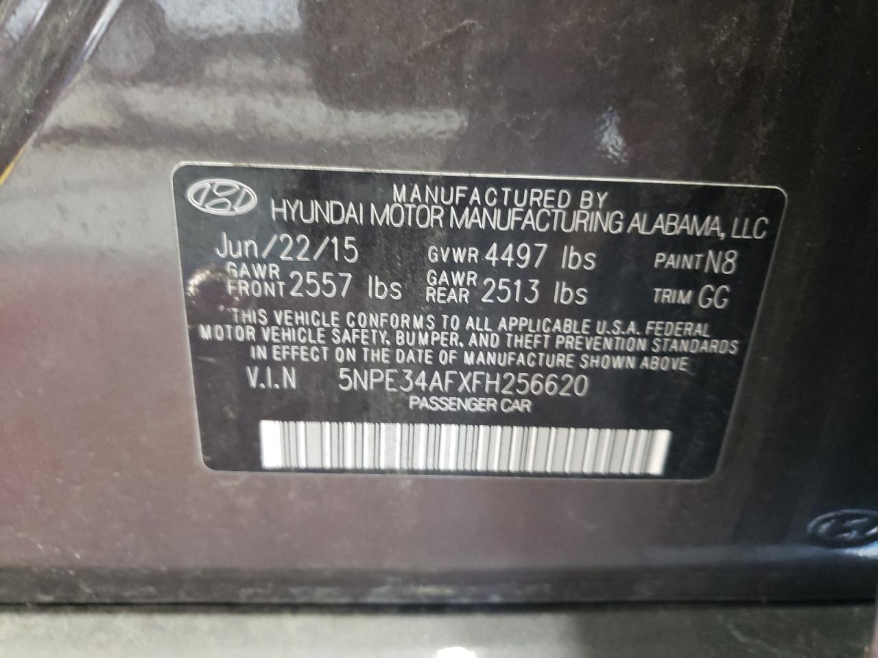 2015 Hyundai Sonata Sport VIN: 5NPE34AFXFH256620 Lot: 64630444