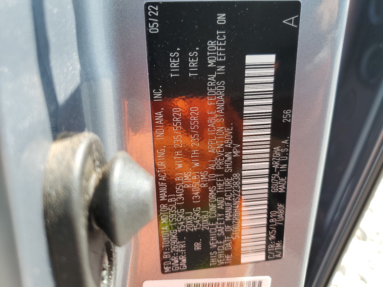 5TDDZRBH4NS223838 2022 Toyota Highlander Limited