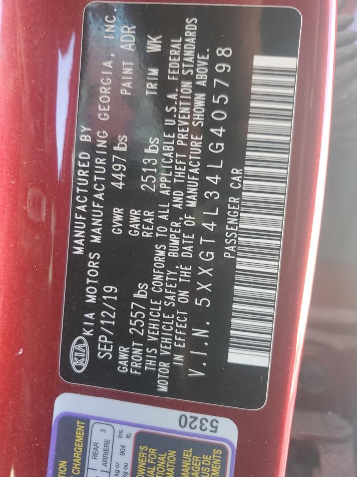 2020 Kia Optima Lx VIN: 5XXGT4L34LG405798 Lot: 62395644