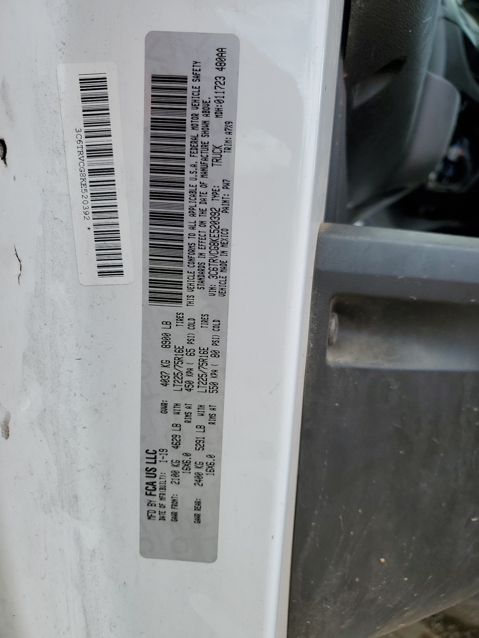 3C6TRVCG8KE520392 2019 Ram Promaster 2500 2500 High