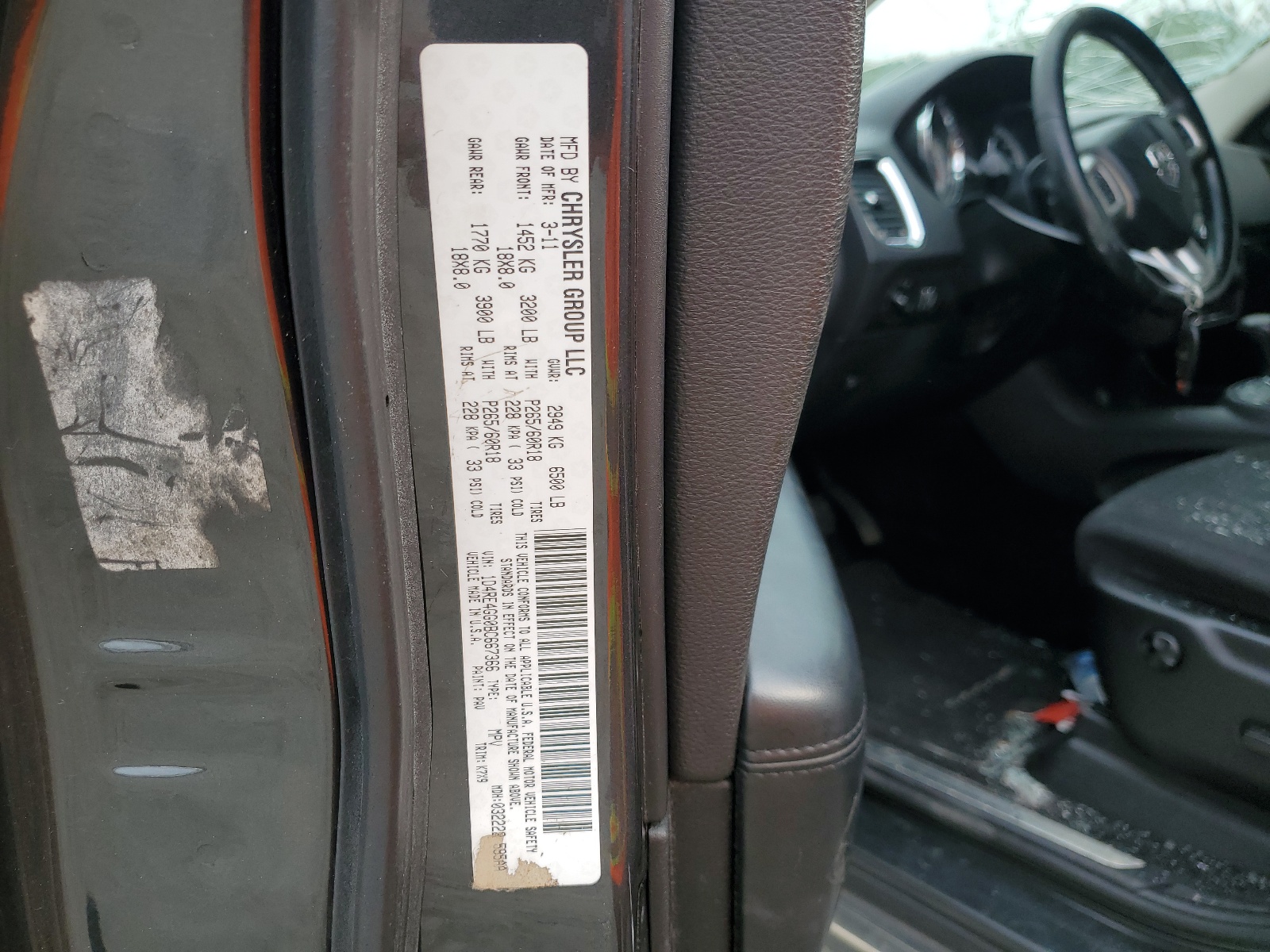 1D4RE4GG0BC667366 2011 Dodge Durango Crew