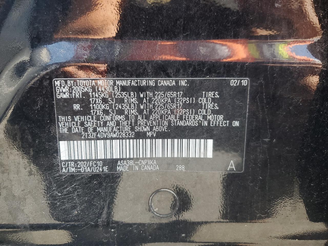 2T3ZF4DV9AW028332 2010 Toyota Rav4
