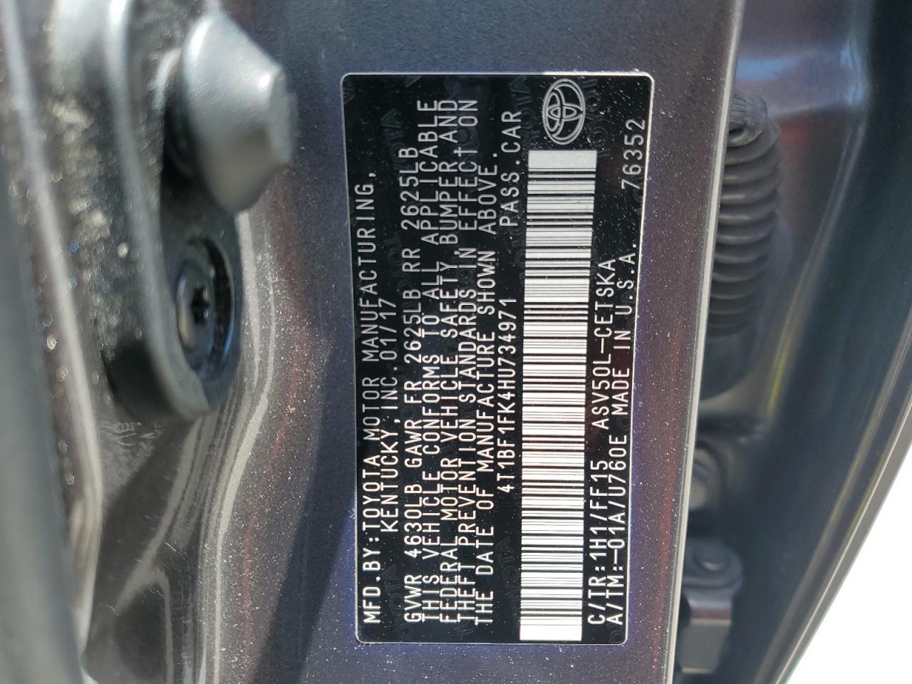 4T1BF1FK4HU734971 2017 TOYOTA CAMRY - Image 12