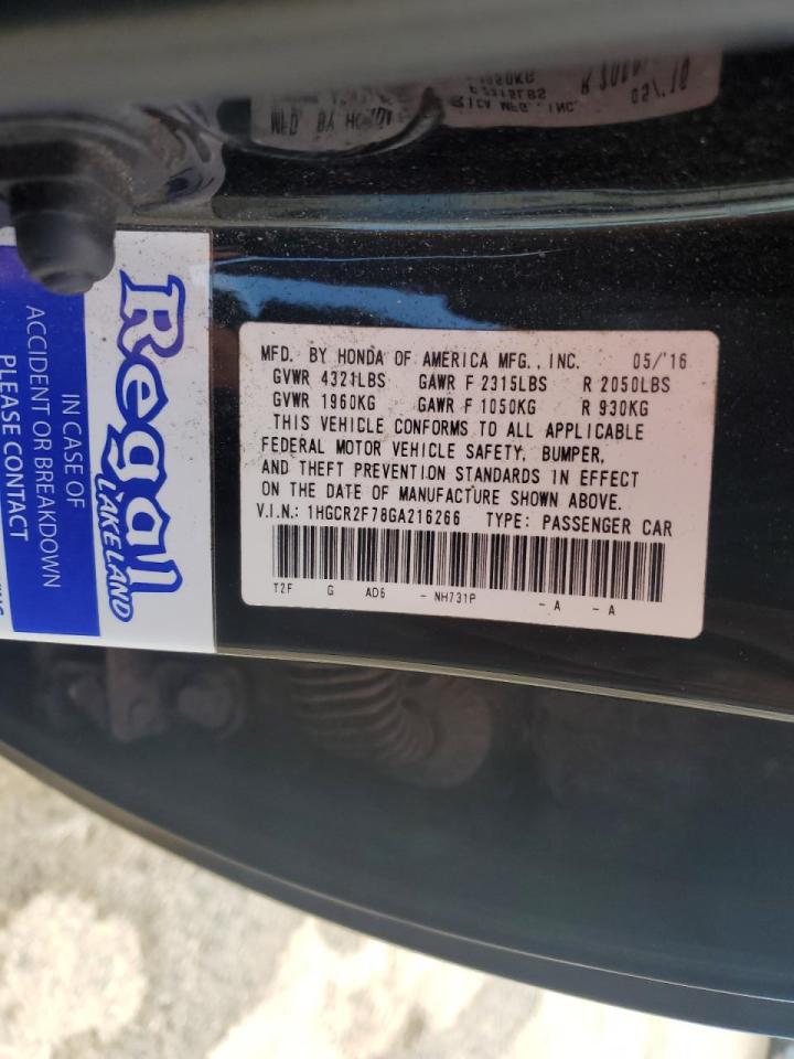 1HGCR2F78GA216266 2016 Honda Accord Ex