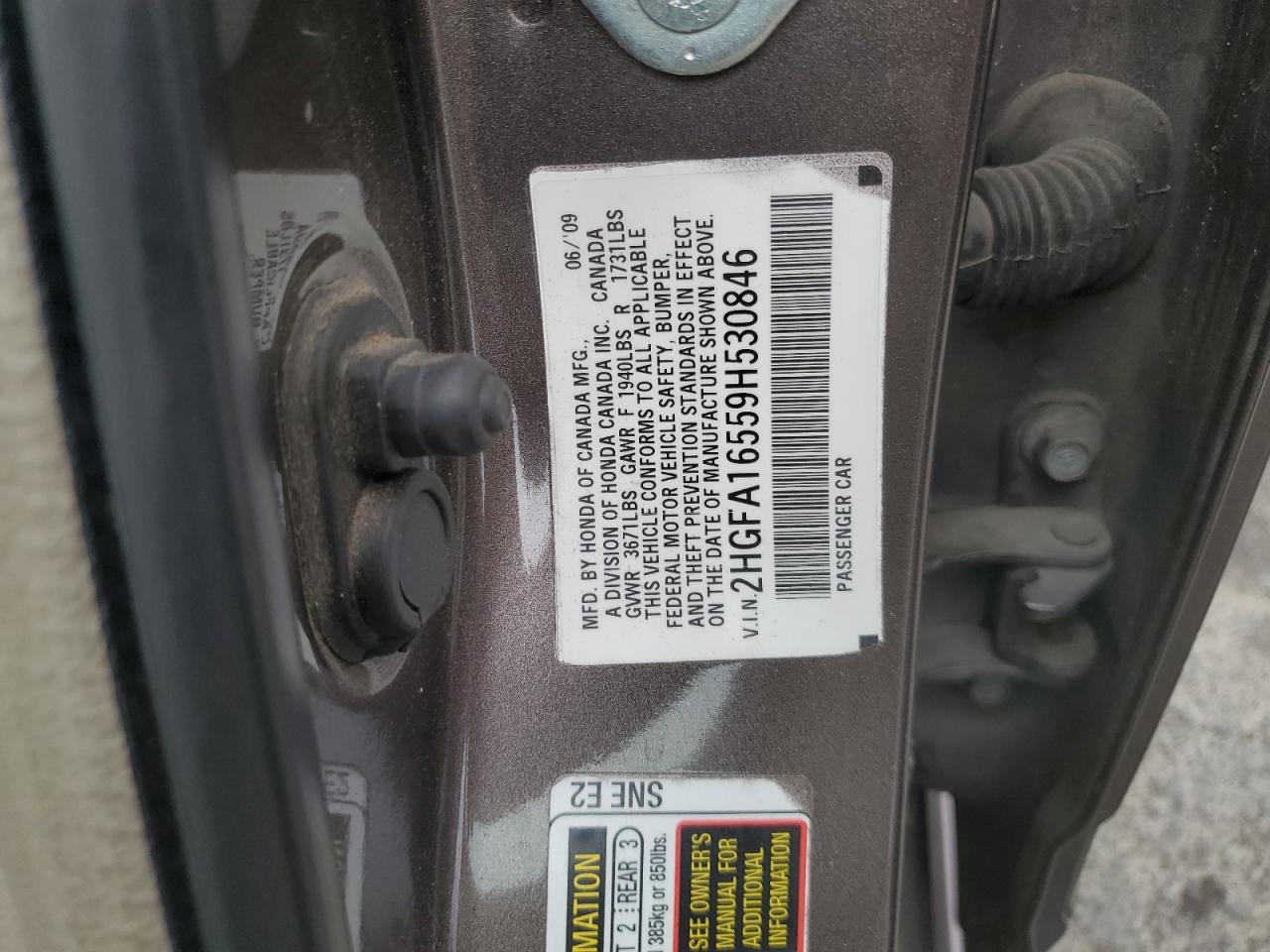 2009 Honda Civic Lx VIN: 2HGFA16559H530846 Lot: 65182124