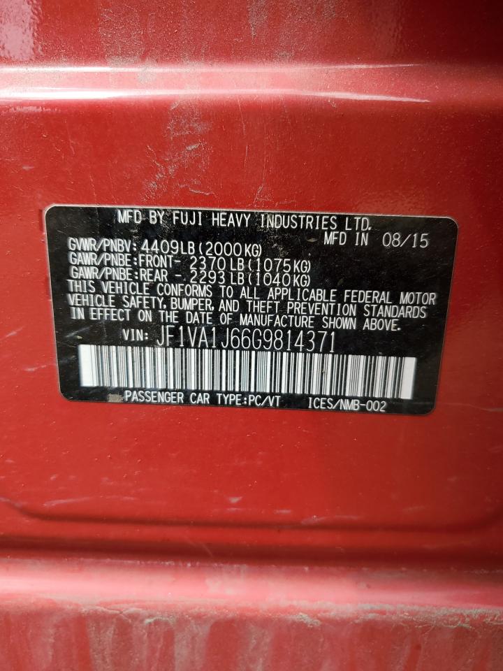 2016 Subaru Wrx Limited VIN: JF1VA1J66G9814371 Lot: 62351124