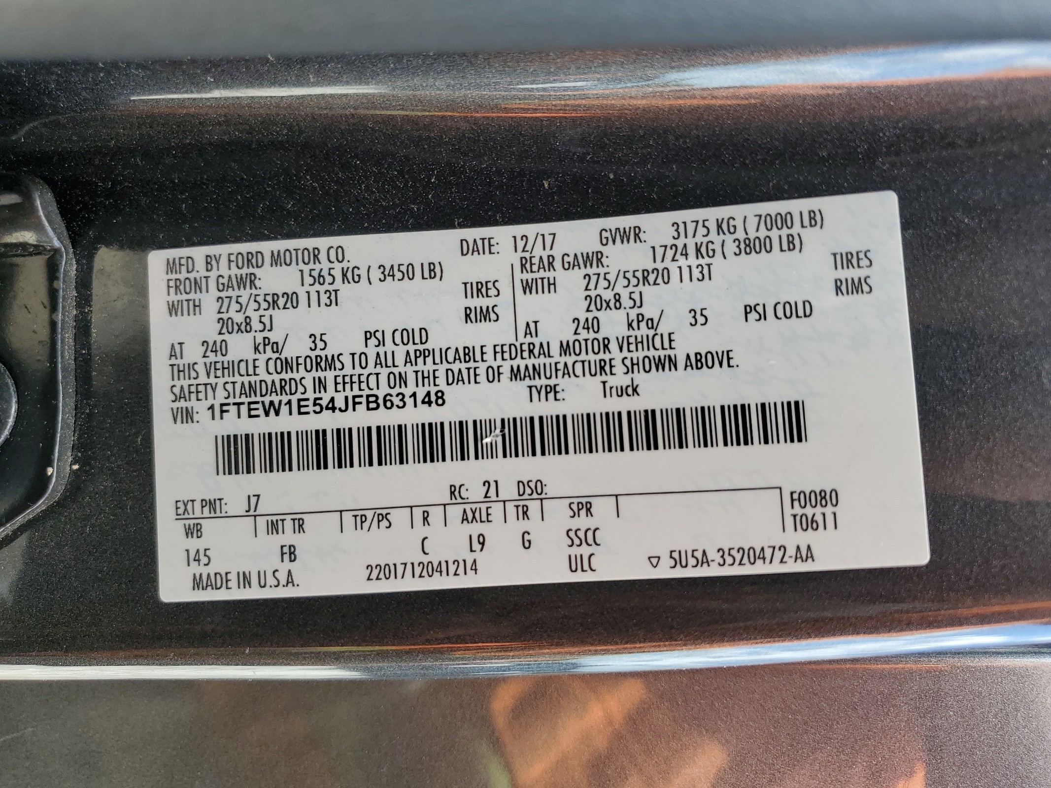 1FTEW1E54JFB63148 2018 Ford F150 Supercrew