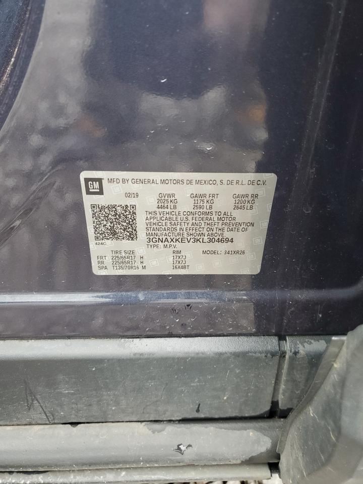 2019 Chevrolet Equinox Lt VIN: 3GNAXKEV3KL304694 Lot: 64407274