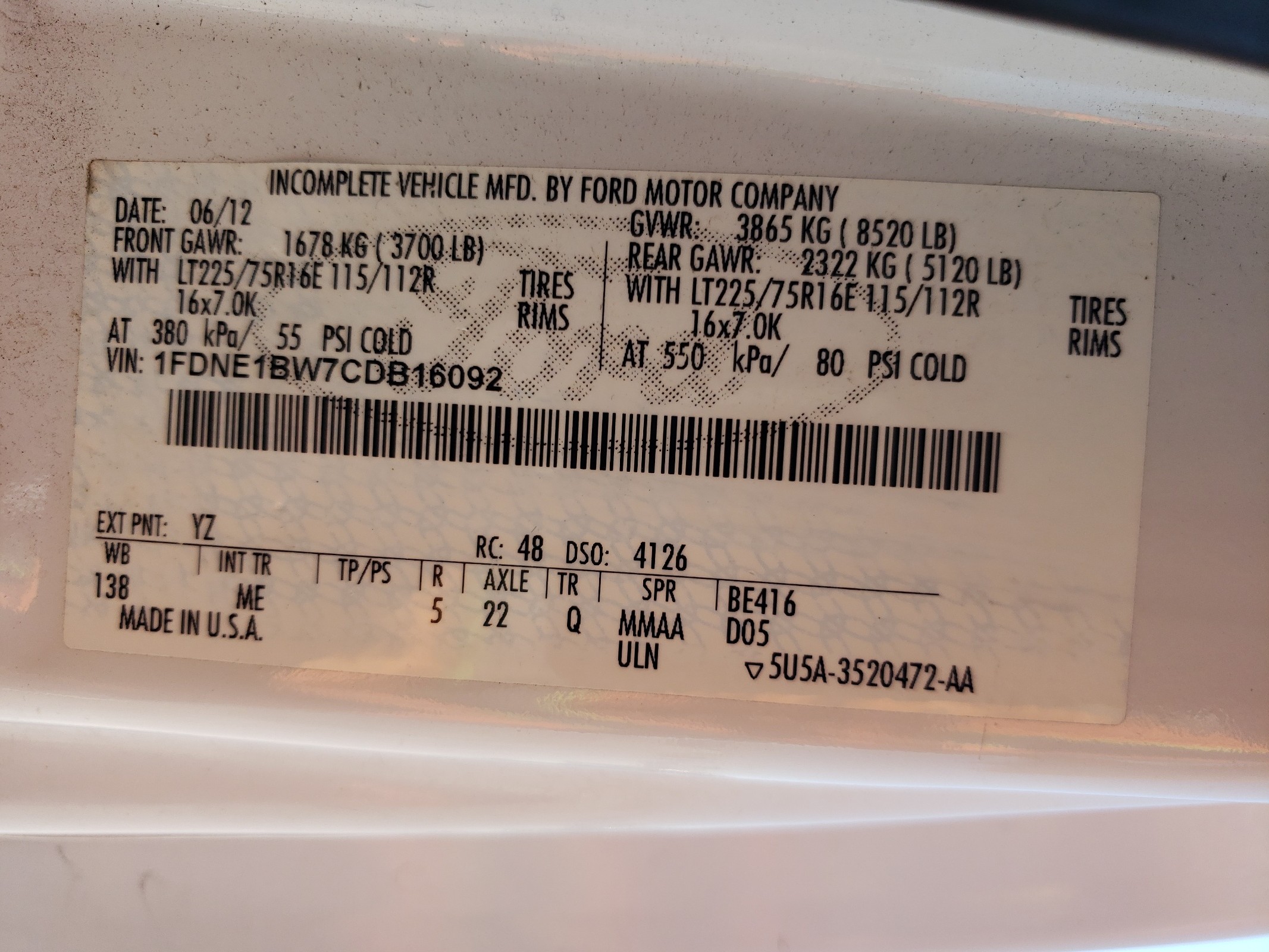 1FDNE1BW7CDB16092 2012 Ford Econoline E150 Wagon