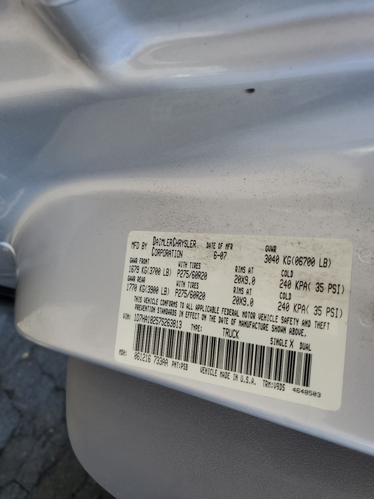 1D7HA18257S263813 2007 Dodge Ram 1500 St