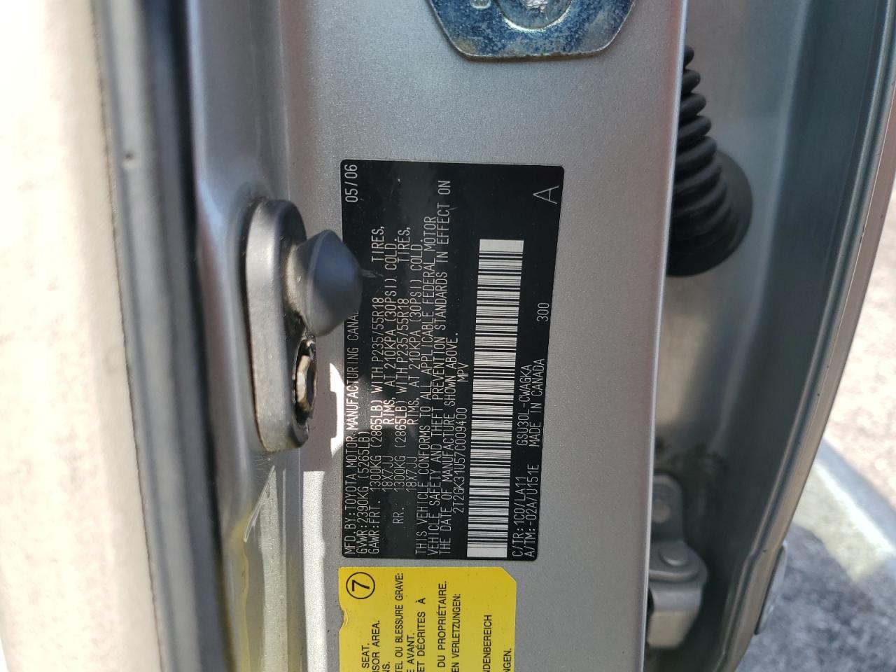 2007 Lexus Rx 350 VIN: 2T2GK31U57C009400 Lot: 63902174