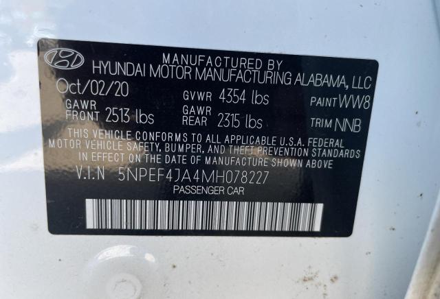 2021 Hyundai Sonata Sel vin: 5NPEF4JA4MH078227