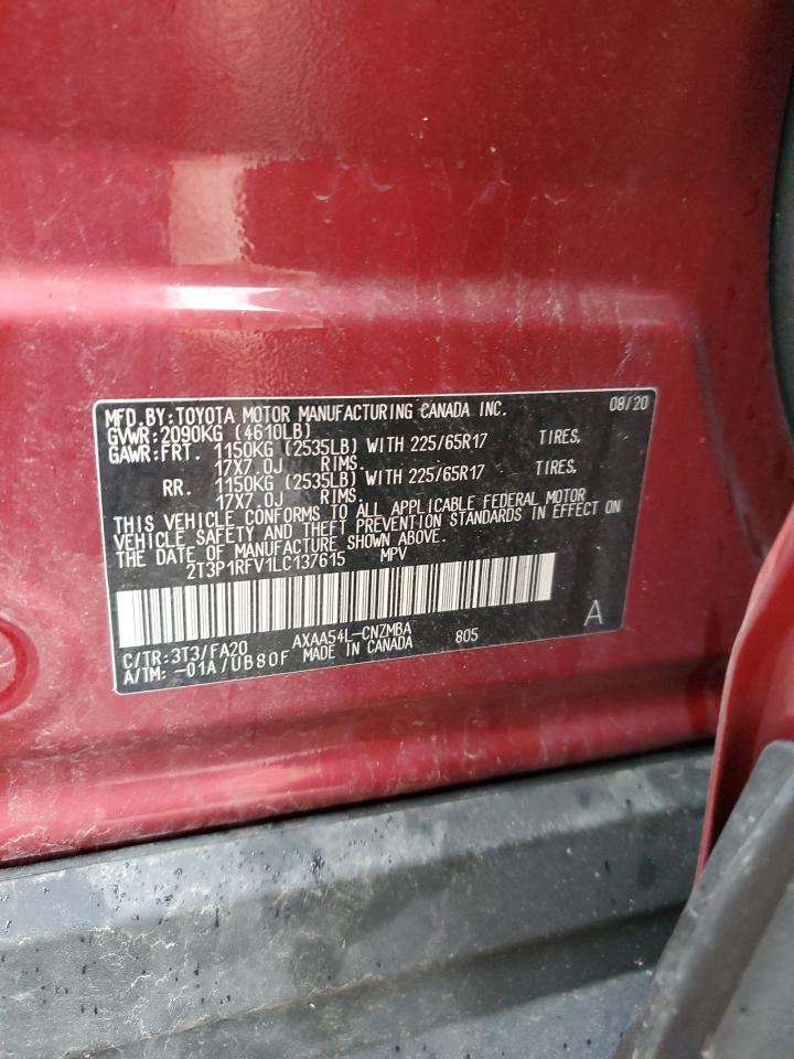 2020 Toyota Rav4 Xle VIN: 2T3P1RFV1LC137615 Lot: 64403534