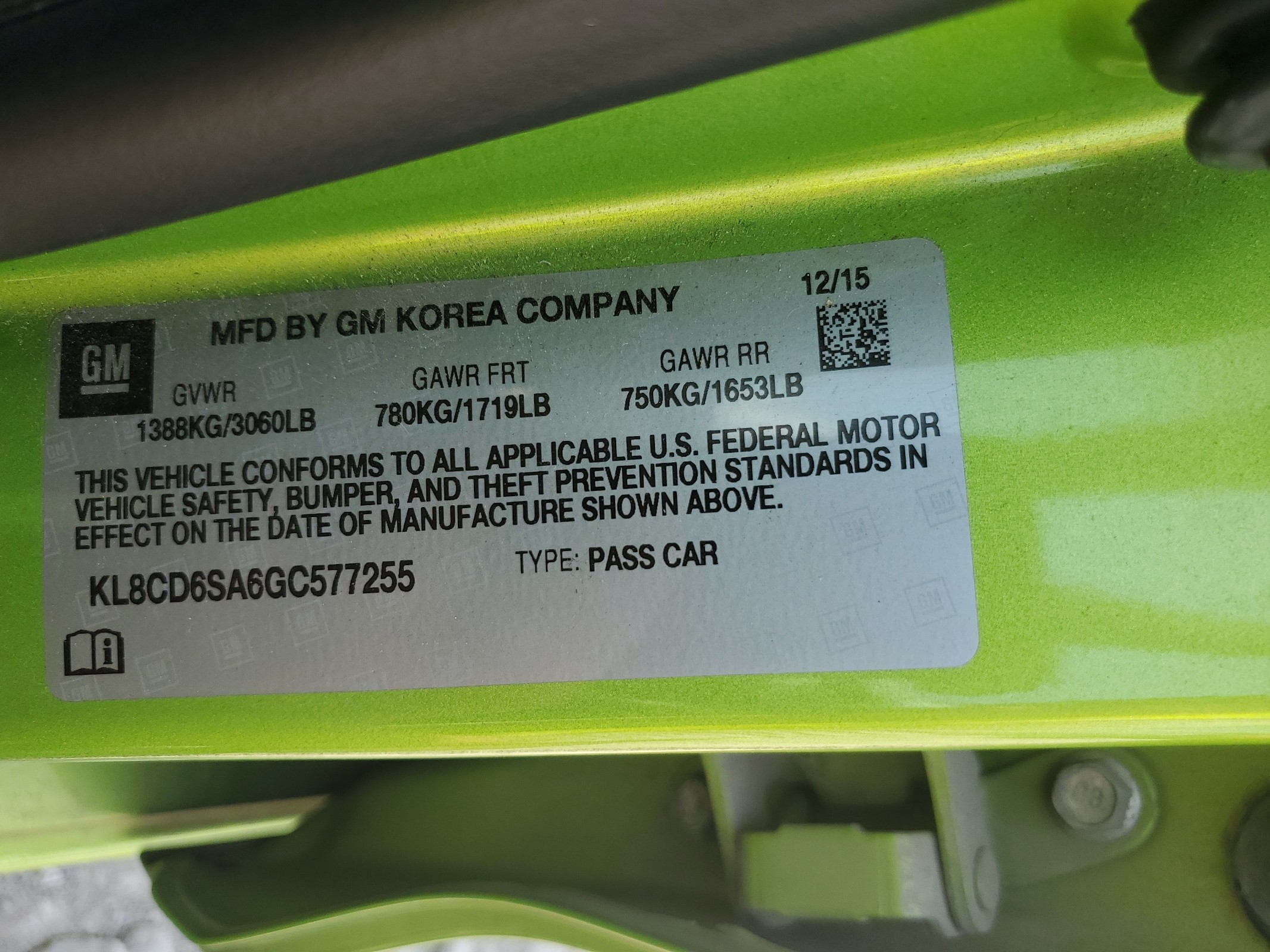 KL8CD6SA6GC577255 2016 Chevrolet Spark 1Lt