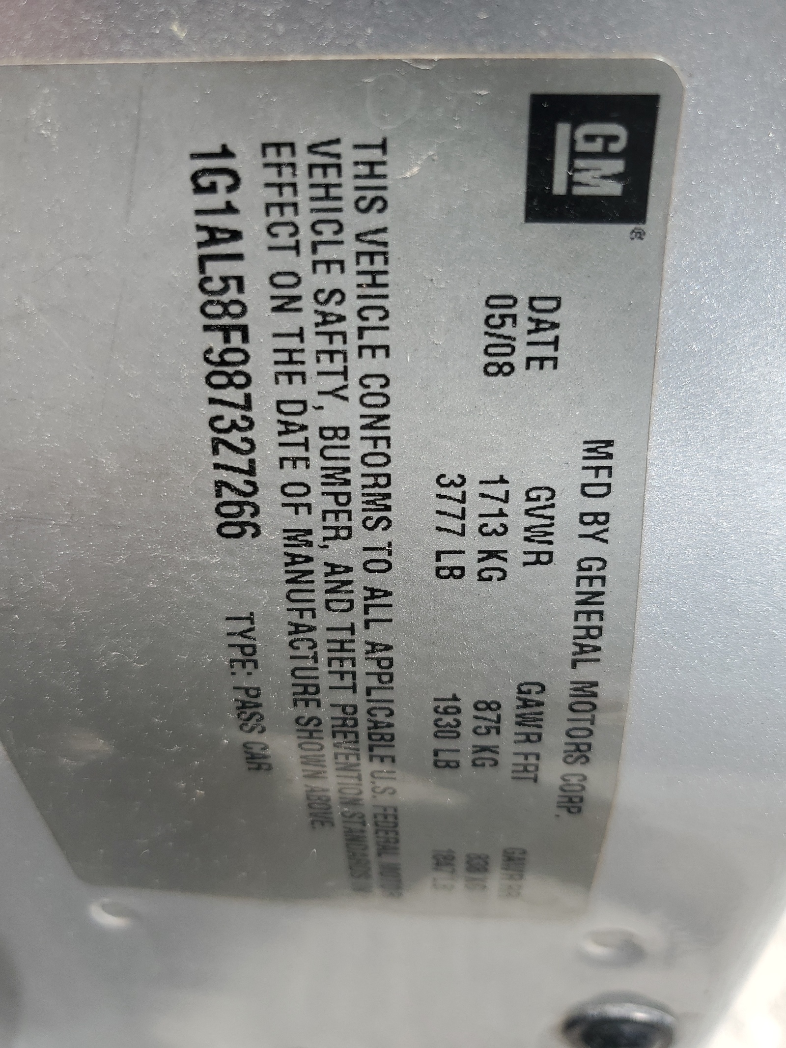 1G1AL58F987327266 2008 Chevrolet Cobalt Lt