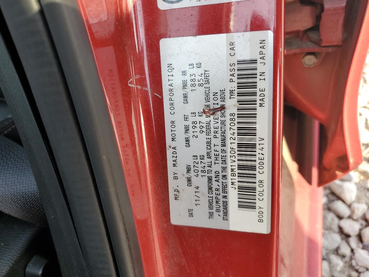 2015 Mazda 3 Touring VIN: JM1BM1V30F1247088 Lot: 62900354