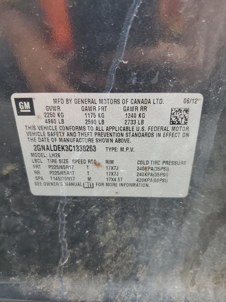 2012 Chevrolet Equinox Lt VIN: 2GNALDEK3C1338263 Lot: 62556904