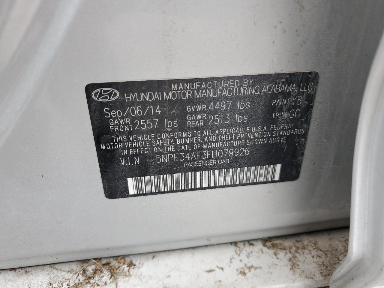 2015 Hyundai Sonata Sport VIN: 5NPE34AF3FH079926 Lot: 62624754