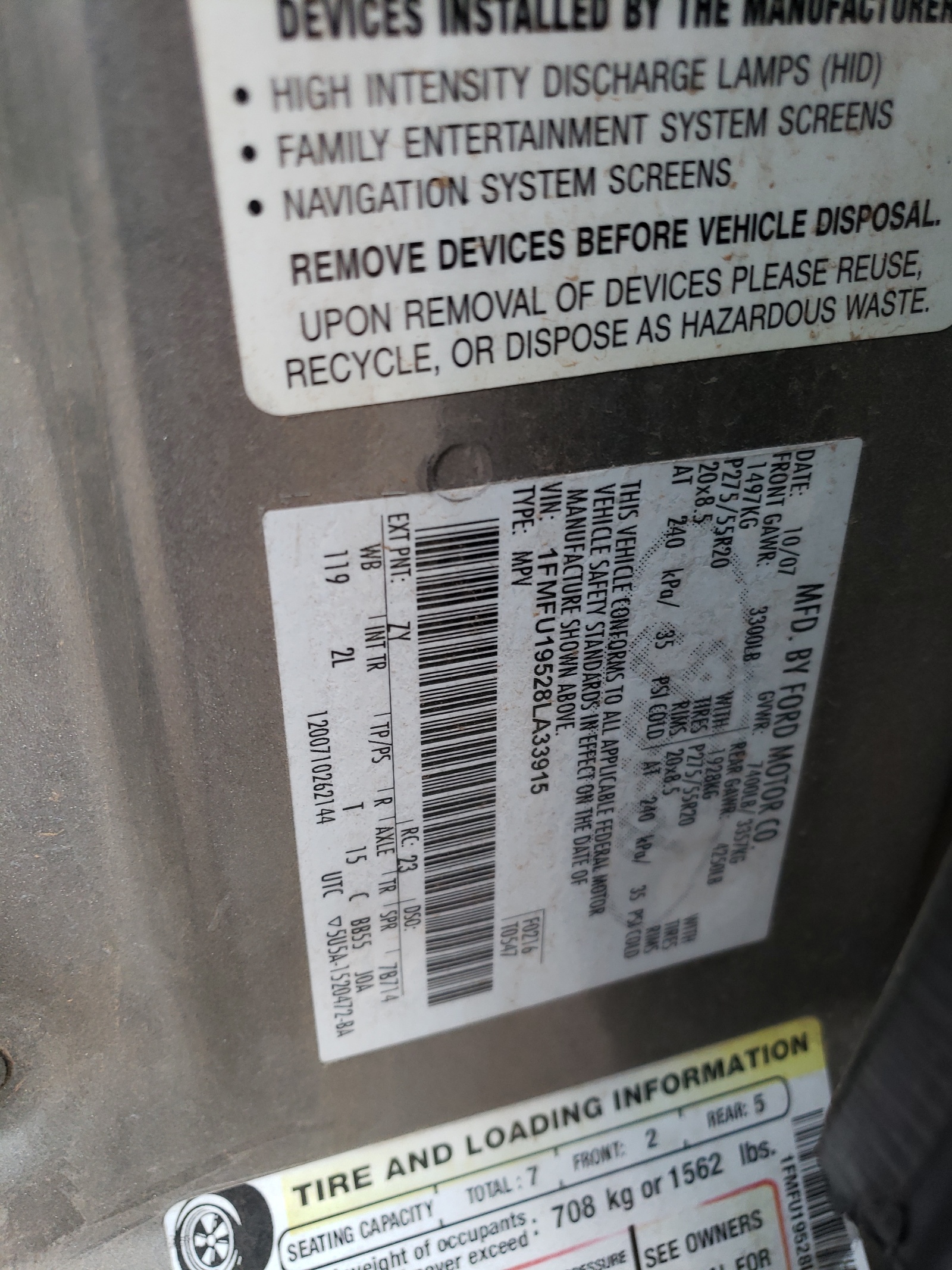 1FMFU19528LA33915 2008 Ford Expedition Limited