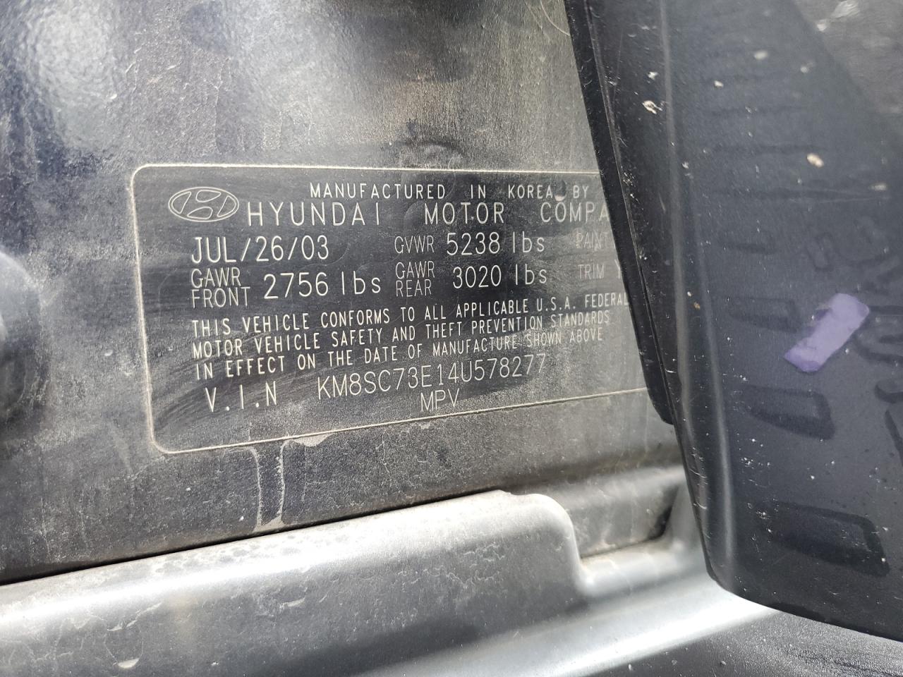 2004 Hyundai Santa Fe Gls VIN: KM8SC73E14U578277 Lot: 64209804