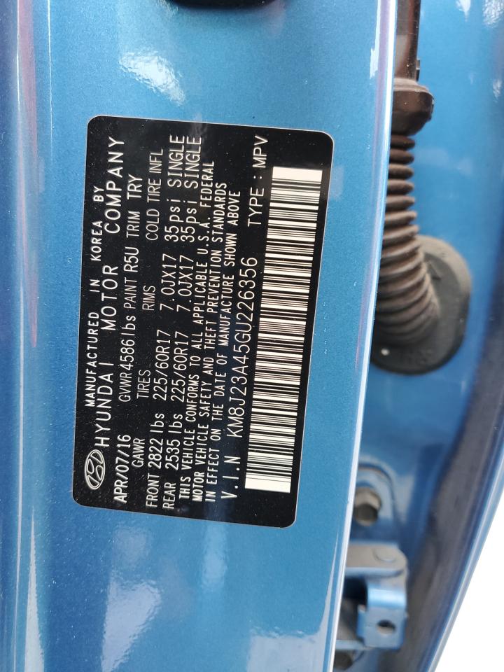 2016 Hyundai Tucson Se VIN: KM8J23A45GU226356 Lot: 64242724