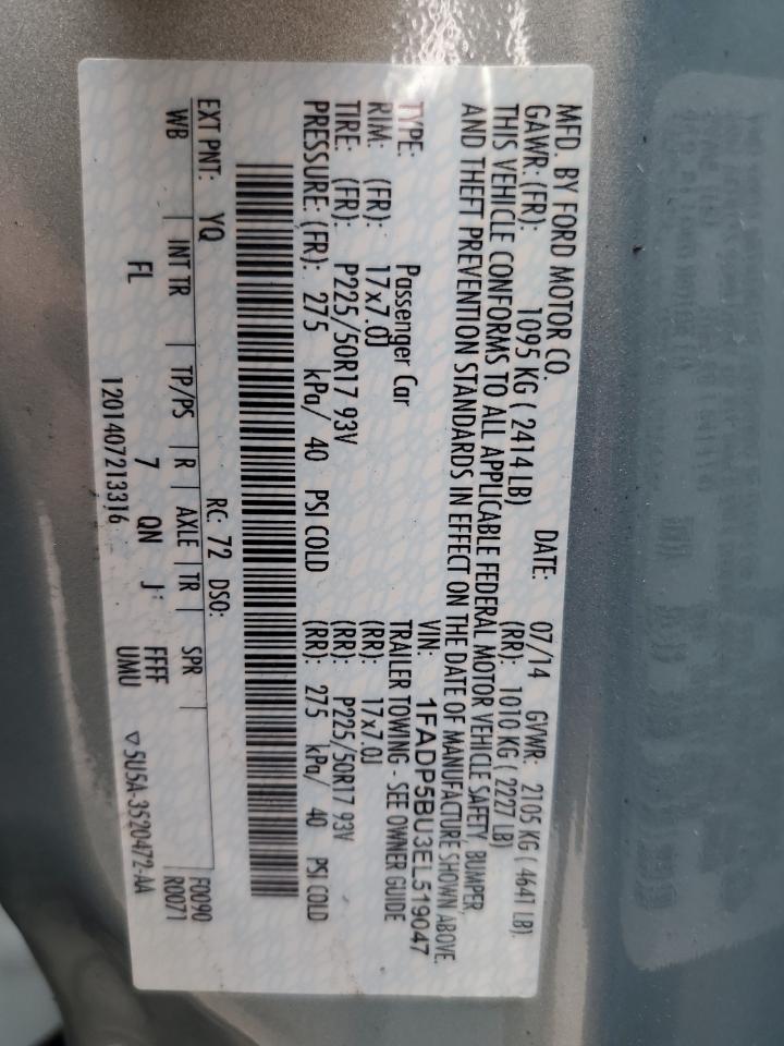 2014 Ford C-Max Sel VIN: 1FADP5BU3EL519047 Lot: 63463694