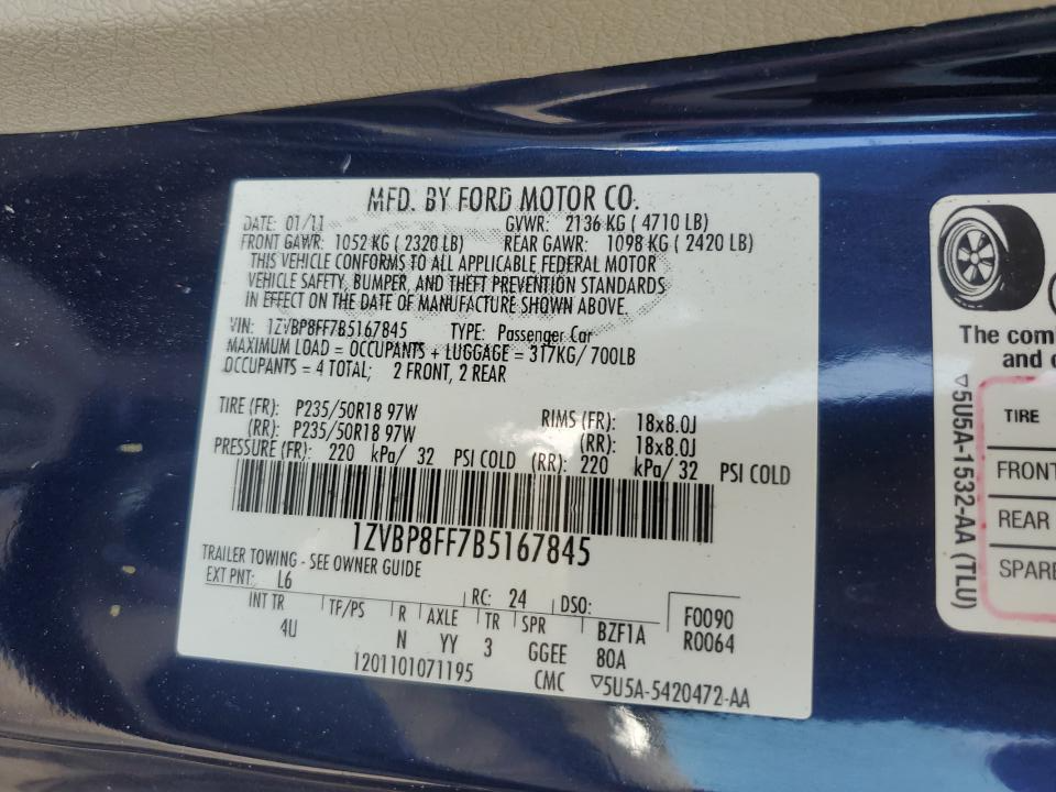 1ZVBP8FF7B5167845 2011 Ford Mustang Gt