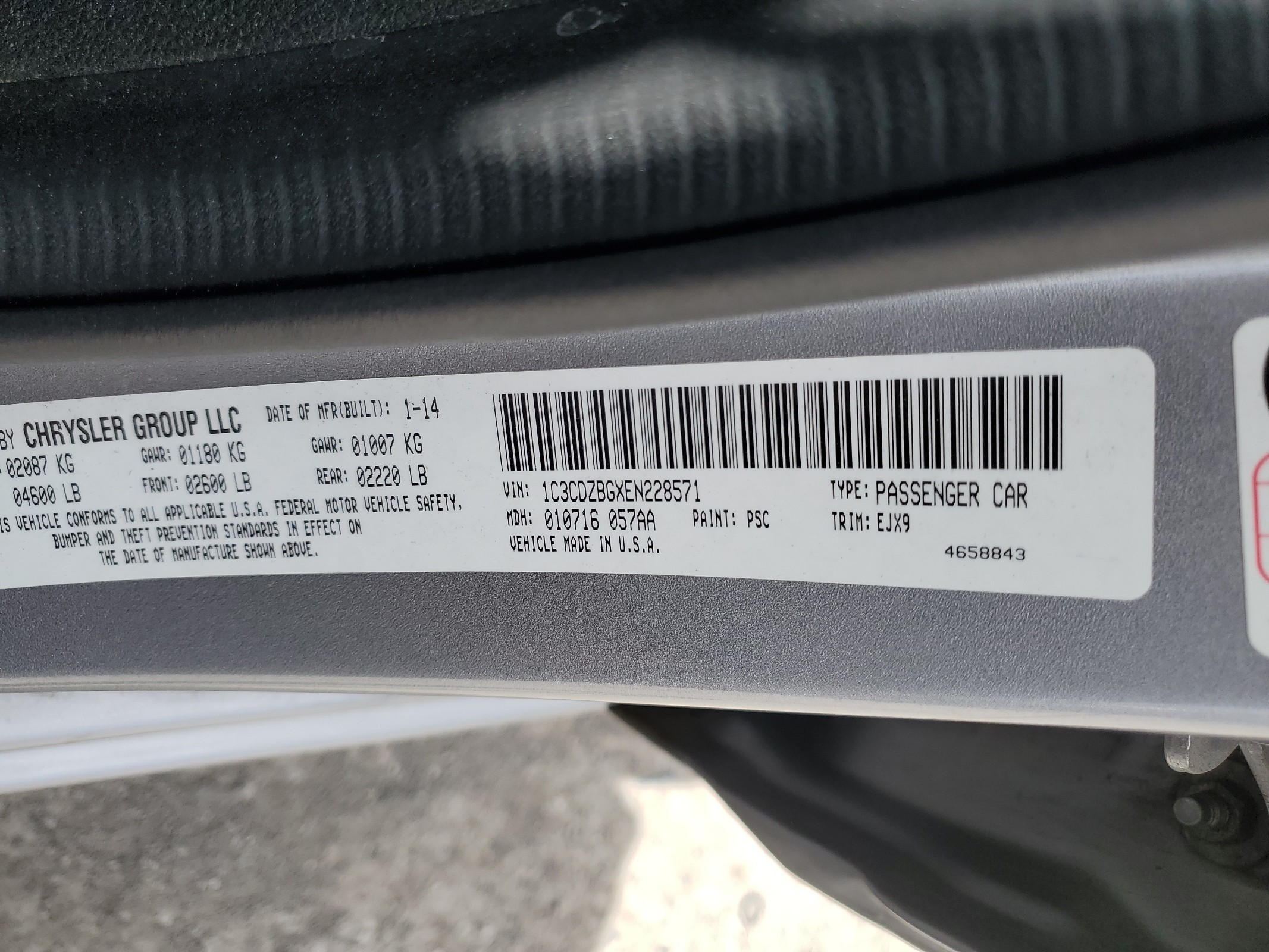 1C3CDZBGXEN228571 2014 Dodge Avenger R/T