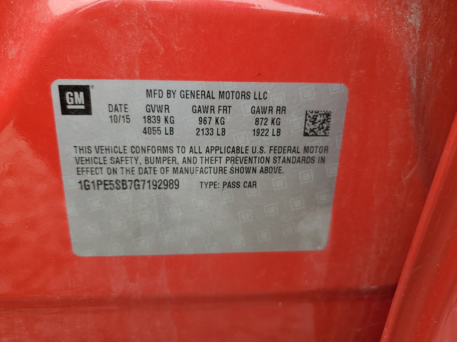 1G1PE5SB7G7192989 2016 Chevrolet Cruze Limited Lt