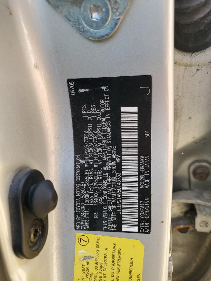 2006 Toyota Highlander Limited VIN: JTEEP21A960143733 Lot: 65404684