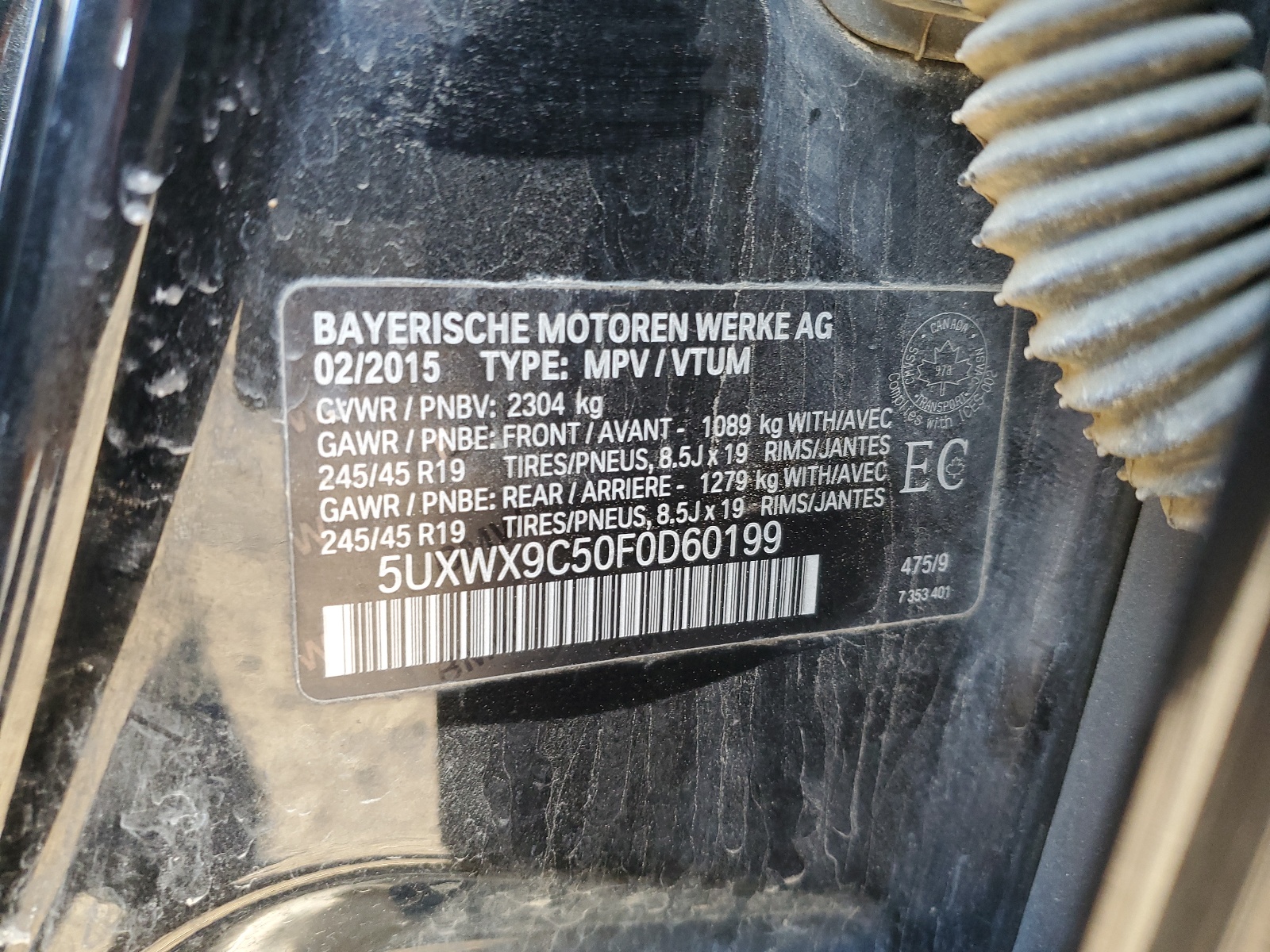 5UXWX9C50F0D60199 2015 BMW X3 xDrive28I