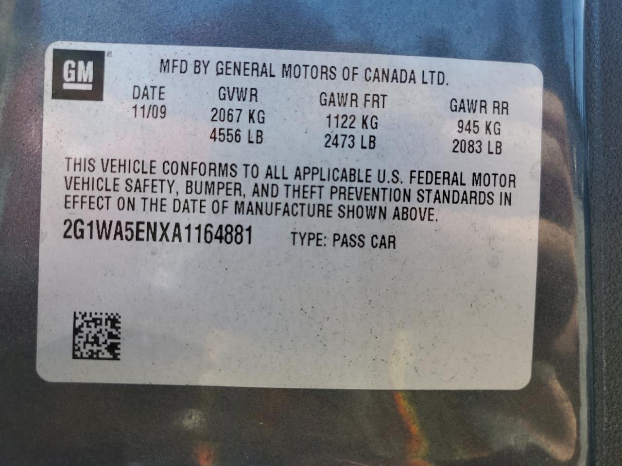 2010 Chevrolet Impala Ls VIN: 2G1WA5ENXA1164881 Lot: 62086254