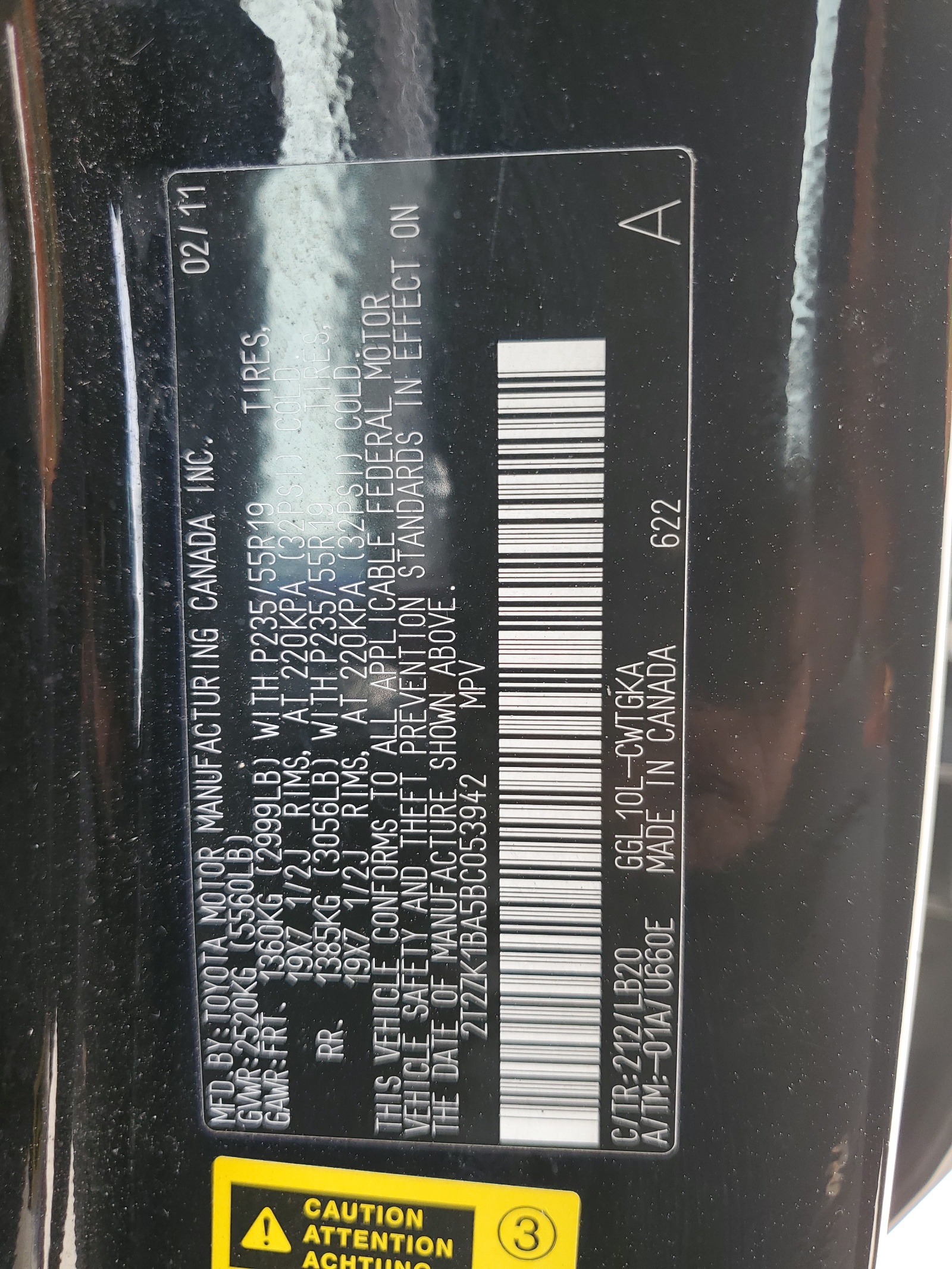 2T2ZK1BA5BC053942 2011 Lexus Rx 350