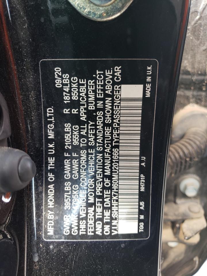 SHHFK7H60MU201666 2021 Honda Civic Ex