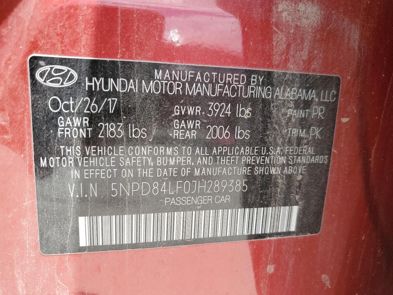 2018 Hyundai Elantra Sel VIN: 5NPD84LF0JH289385 Lot: 65325094