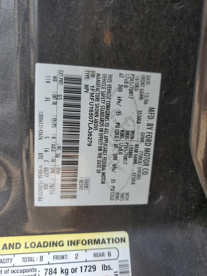 2007 Ford Expedition Xlt VIN: 1FMFU16507LA36279 Lot: 64112124