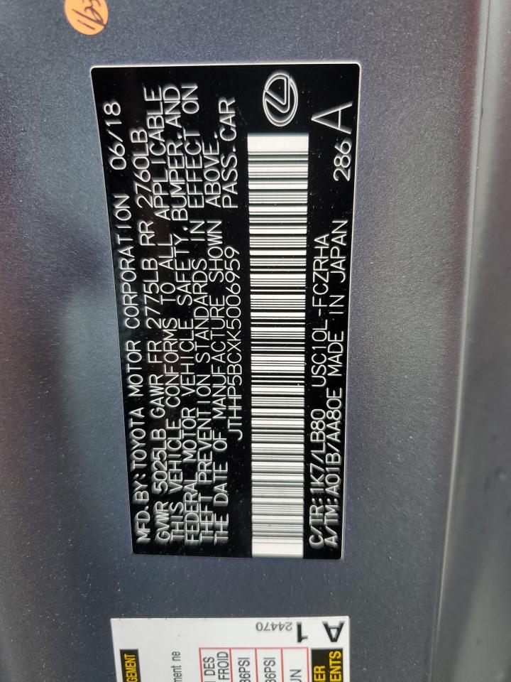 2019 Lexus Rc-F VIN: JTHHP5BCXK5006959 Lot: 64767544