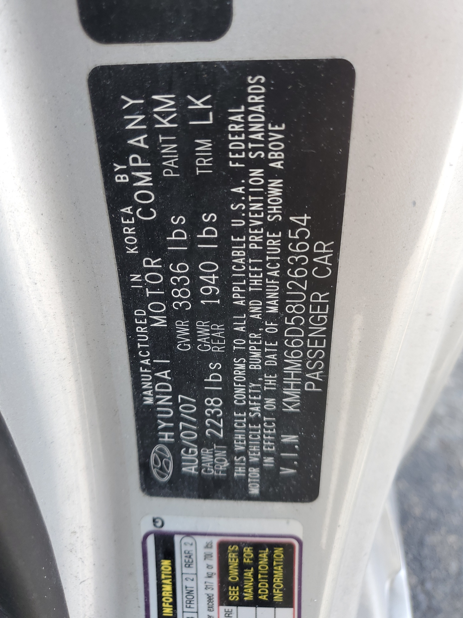 KMHHM66D58U263654 2008 Hyundai Tiburon Gs