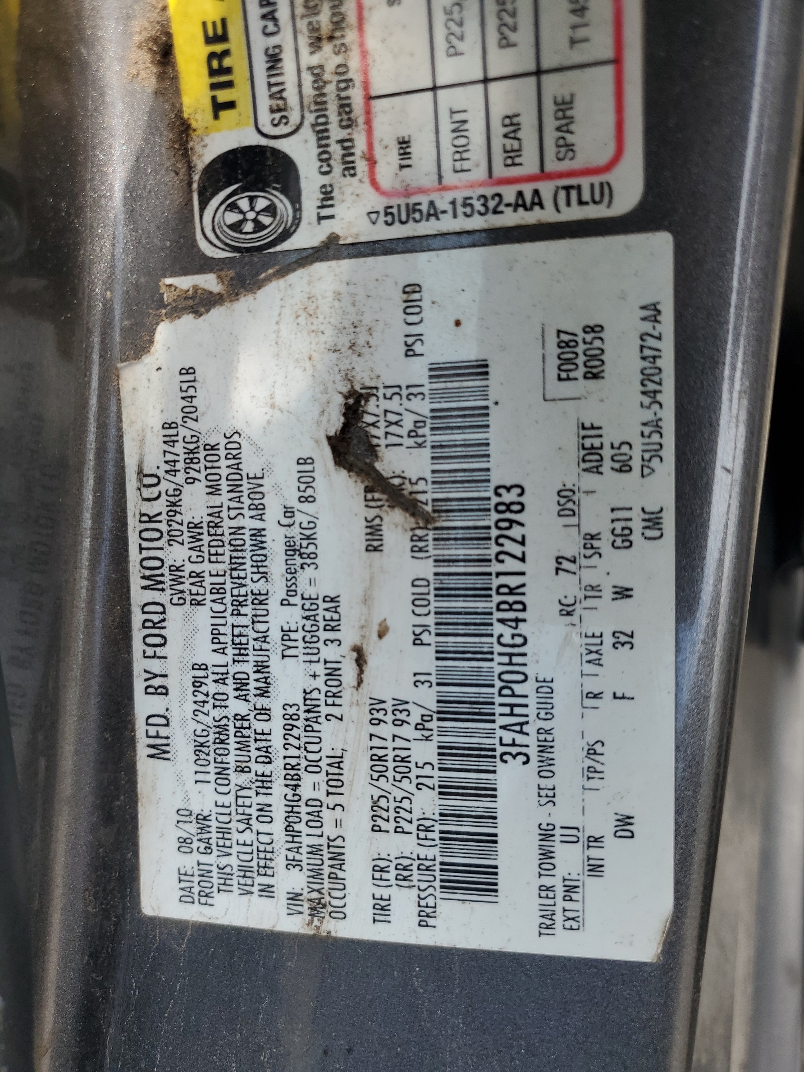 3FAHP0HG4BR122983 2011 Ford Fusion Se