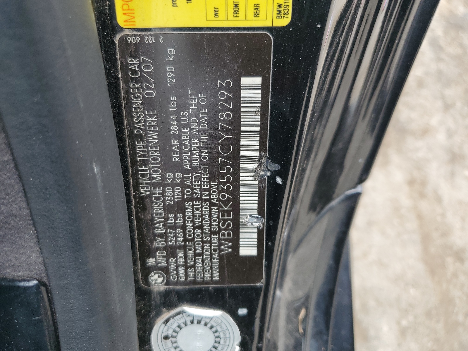 WBSEK93557CY78293 2007 BMW M6