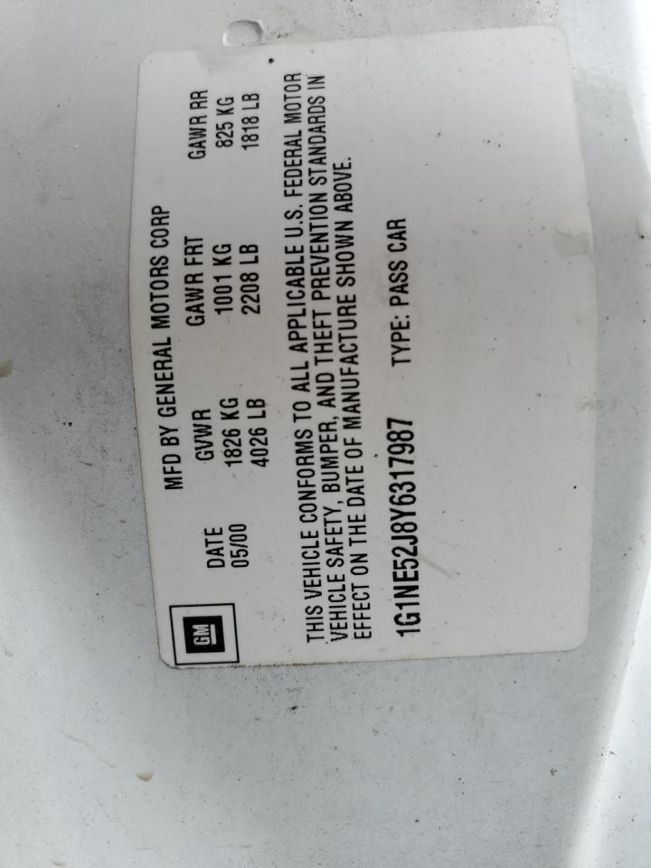 2000 Chevrolet Malibu Ls VIN: 1G1NE52J8Y6317987 Lot: 82957584