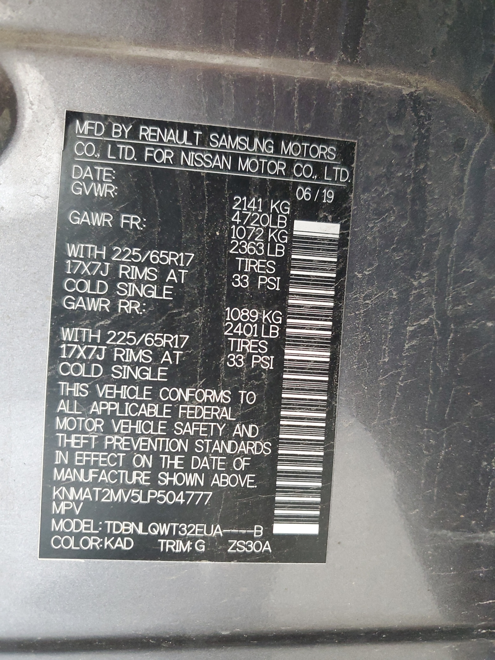 KNMAT2MV5LP50477 2020 Nissan Rogue S