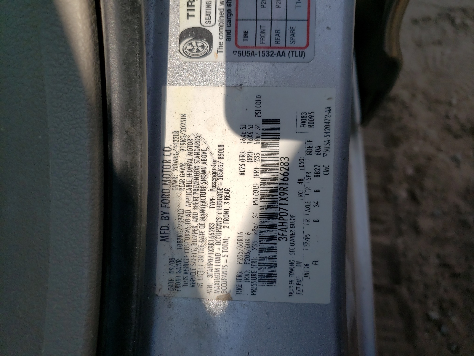 3FAHP071X9R166283 2009 Ford Fusion Se
