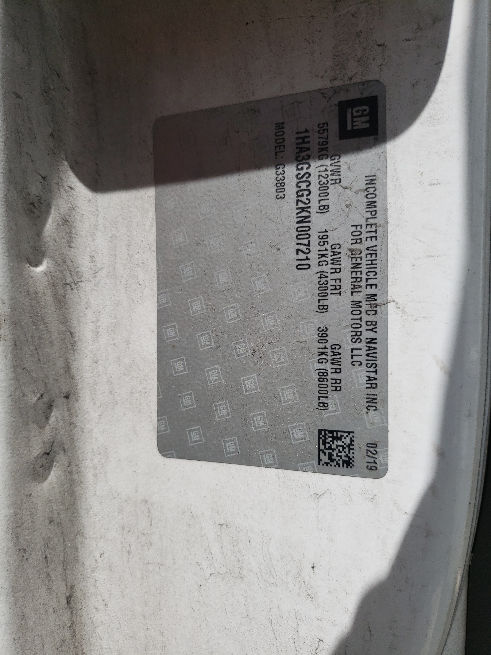 1HA3GSCG2KN007210 2019 Chevrolet Express G3500