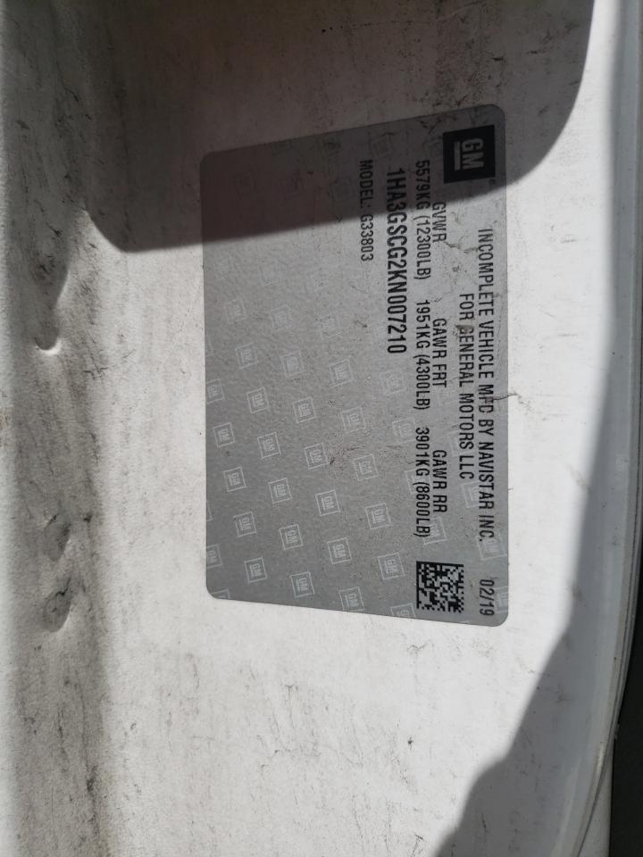 2019 Chevrolet Express G3500 VIN: 1HA3GSCG2KN007210 Lot: 62123824