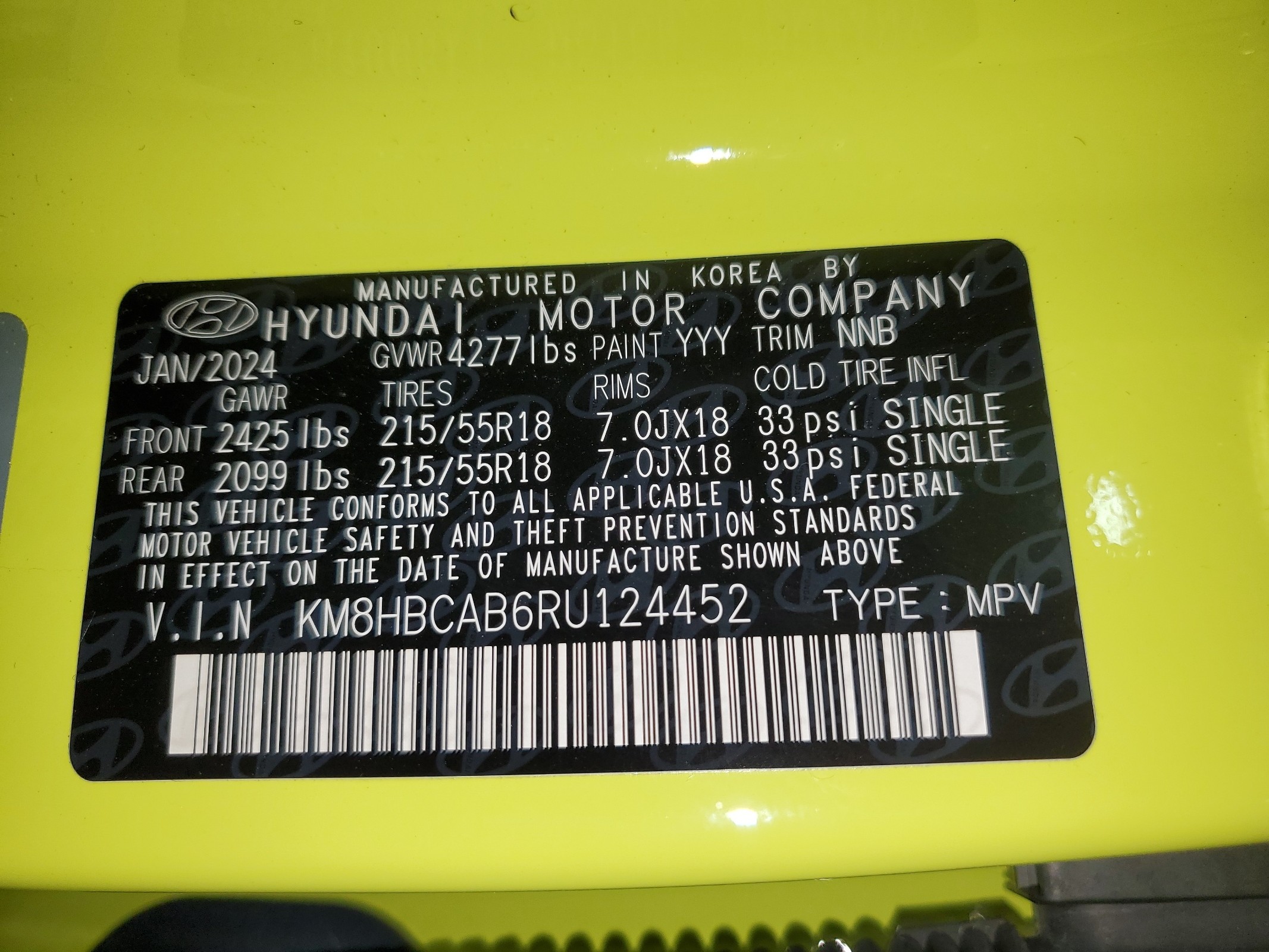 KM8HBCAB6RU124452 2024 Hyundai Kona Sel