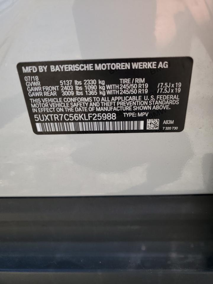 2019 BMW X3 Sdrive30I VIN: 5UXTR7C56KLF25988 Lot: 61607964