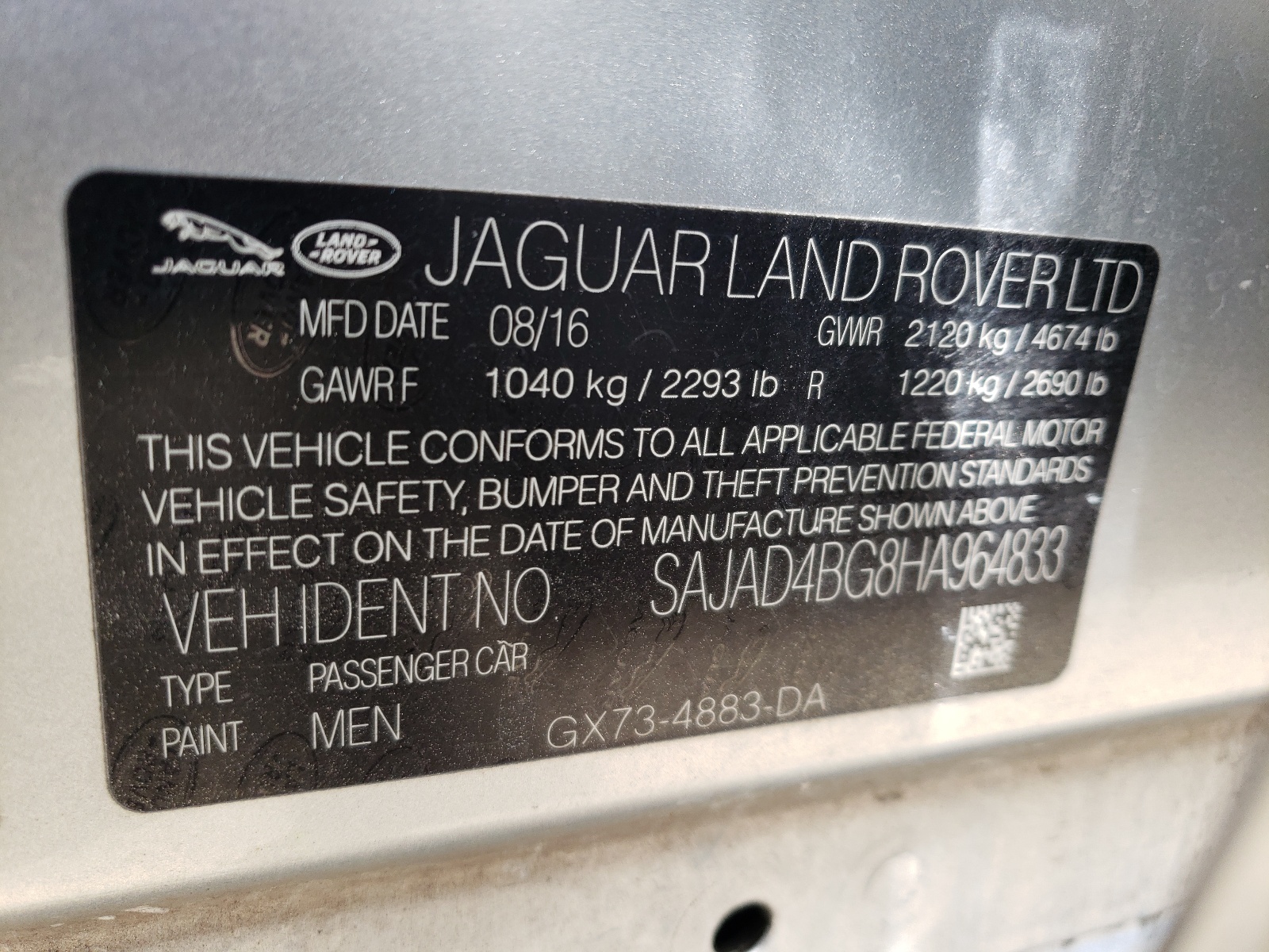 SAJAD4BG8HA964833 2017 Jaguar Xe Premium