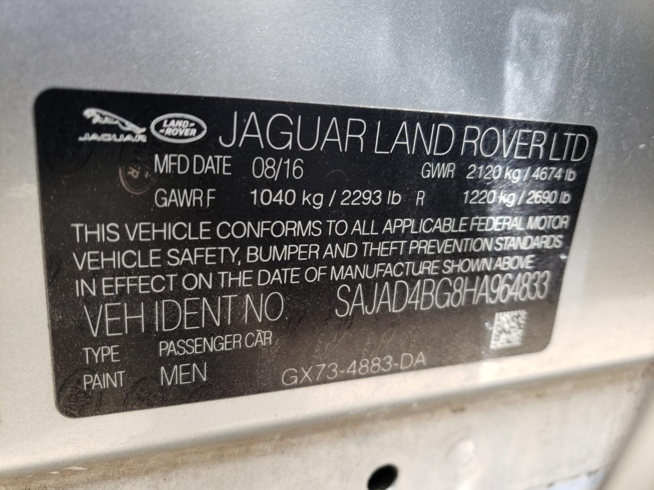 2017 Jaguar Xe Premium VIN: SAJAD4BG8HA964833 Lot: 63874924